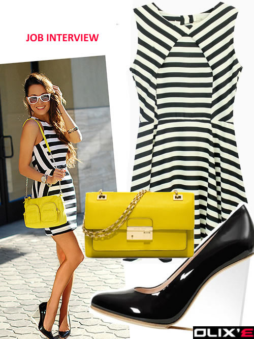 WEAR THIS STRIPE SKATER DRESS ON JOB INTERVIEW