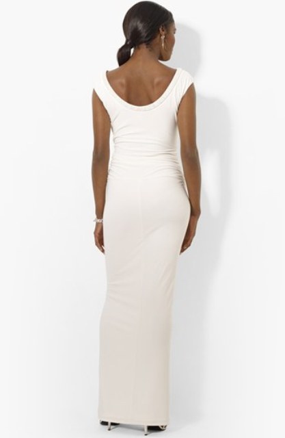 Beaded Scoop Neck Matte Jersey Open Back Gown - 2