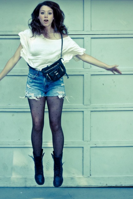 LOVE COMBAT BOOTS WITH STUDDED - DAMAGED SHORTS - 2