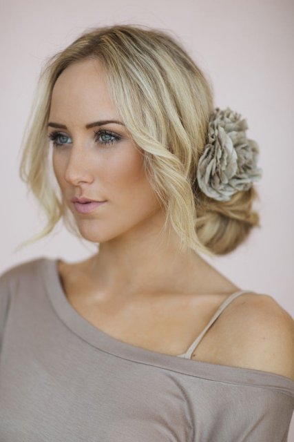 BRIDESMAIDS UPDO WITH FLOWER HAIR CLIP