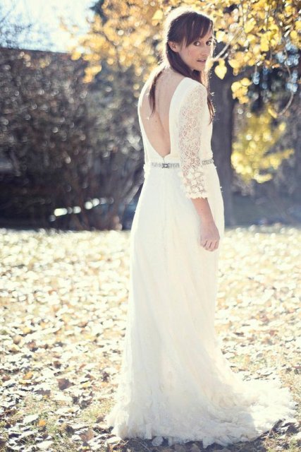 Open Back Wedding Dresses With Sleeves