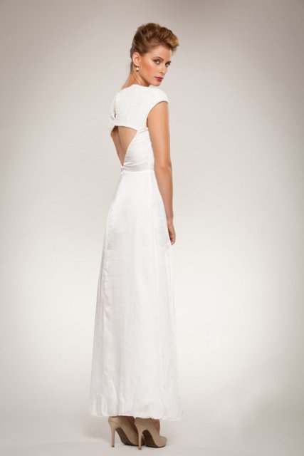 Open Back and a Flared Skirt Wedding Dress