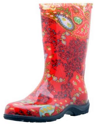 Sloggers Women's Rain and Garden Boot with "All-Day-Comfort" Insole, Paisley Red 